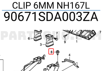 Honda 90671SDA003ZA CLIP 6MM NH167L