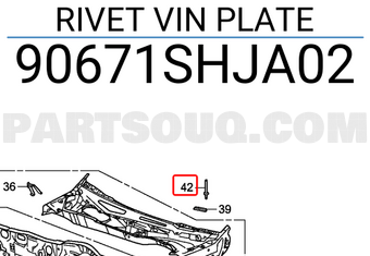 Honda 90671SHJA02 RIVET VIN PLATE