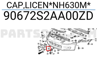 Honda 90672S2AA00ZD CAP,LICEN*NH630M*