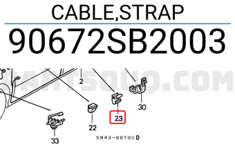 Honda 90672SB2003 CABLE,STRAP