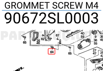 Honda 90672SL0003 GROMMET SCREW M4