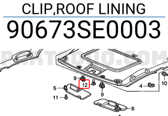 Honda 90673SE0003 CLIP,ROOF LINING