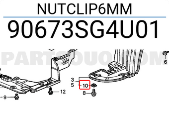 Honda 90673SG4U01 NUTCLIP6MM