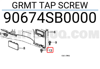 Honda 90674SB0000 GRMT TAP SCREW