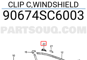 Honda 90674SC6003 CLIP C,WINDSHIELD