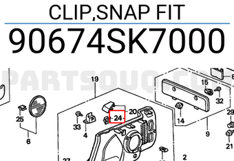 Honda 90674SK7000 CLIP,SNAP FIT