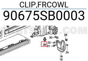 Honda 90675SB0003 CLIP,FRCOWL