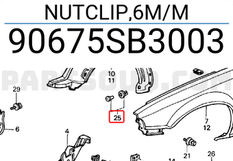 Honda 90675SB3003 NUTCLIP,6M/M