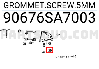 Honda 90676SA7003 GROMMET.SCREW.5MM