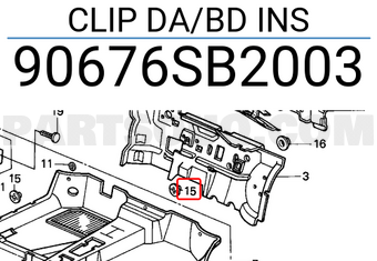 Honda 90676SB2003 CLIP DA/BD INS