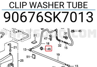 Honda 90676SK7013 CLIP WASHER TUBE
