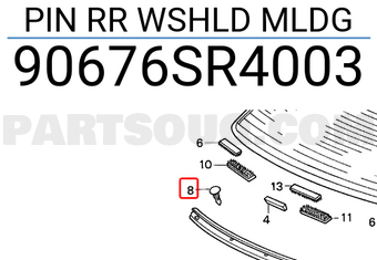 Honda 90676SR4003 PIN RR WSHLD MLDG