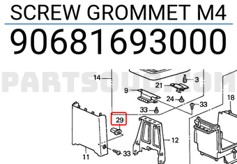 Honda 90681693000 SCREW GROMMET M4