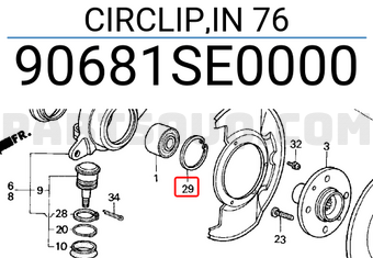 Honda 90681SE0000 CIRCLIP,IN 76