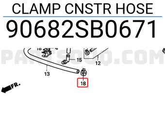 Honda 90682SB0671 CLAMP CNSTR HOSE