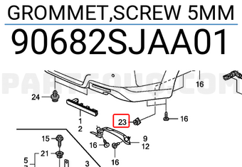 Honda 90682SJAA01 GROMMET,SCREW 5MM