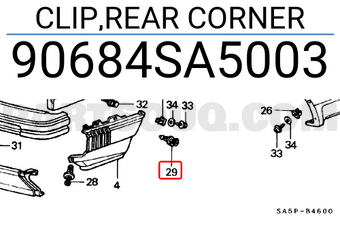 Honda 90684SA5003 CLIP,REAR CORNER
