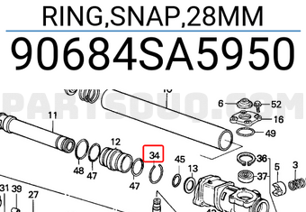Honda 90684SA5950 RING,SNAP,28MM