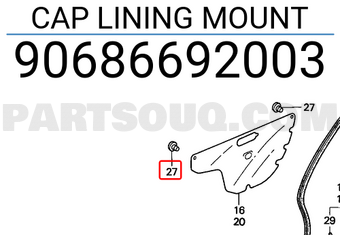 Honda 90686692003 CAP LINING MOUNT