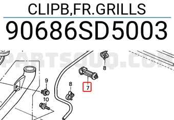 Honda 90686SD5003 CLIPB,FR.GRILLS