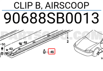 Honda 90688SB0013 CLIP B, AIRSCOOP