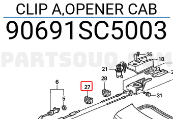 Honda 90691SC5003 CLIP A,OPENER CAB