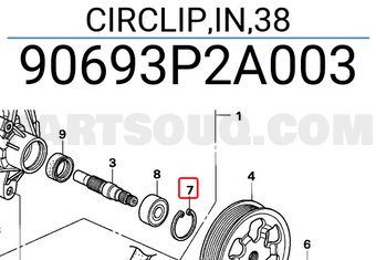 Honda 90693P2A003 CIRCLIP,IN,38