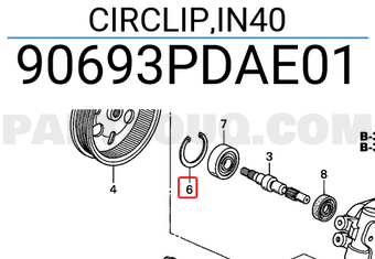 Honda 90693PDAE01 CIRCLIP,IN40