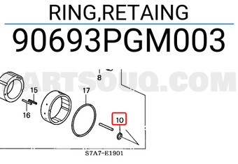 Honda 90693PGM003 RING,RETAING