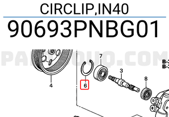 Honda 90693PNBG01 CIRCLIP,IN40