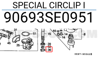 Honda 90693SE0951 SPECIAL CIRCLIP I