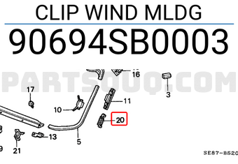 Honda 90694SB0003 CLIP WIND MLDG