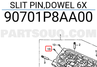 Honda 90701P8AA00 SLIT PIN,DOWEL 6X