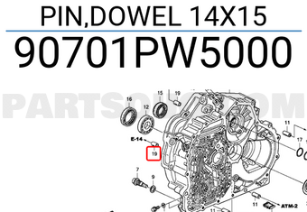 Honda 90701PW5000 PIN,DOWEL 14X15