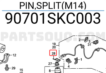 Honda 90701SKC003 PIN,SPLIT(M14)
