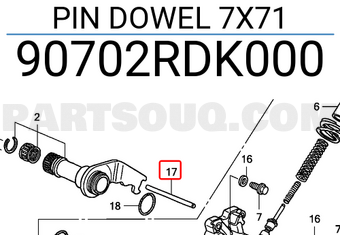 Honda 90702RDK000 PIN DOWEL 7X71