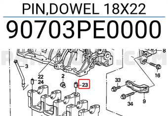 Honda 90703PE0000 PIN,DOWEL 18X22