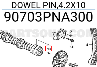 Honda 90703PNA300 DOWEL PIN,4.2X10