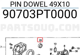 Honda 90703PT0000 PIN DOWEL 49X10