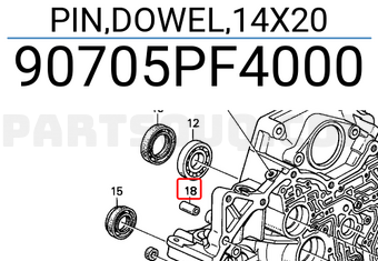 Honda 90705PF4000 PIN,DOWEL,14X20