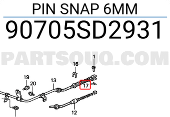 Honda 90705SD2931 PIN SNAP 6MM