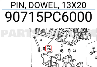 Honda 90715PC6000 PIN, DOWEL, 13X20