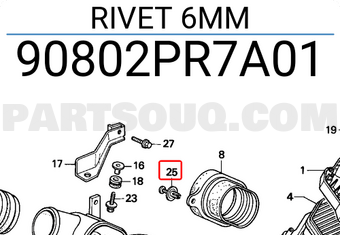 Honda 90802PR7A01 RIVET 6MM