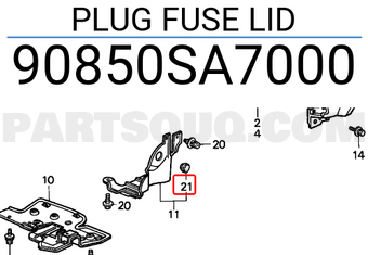 Honda 90850SA7000 PLUG FUSE LID