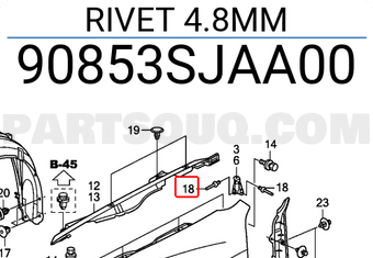 Honda 90853SJAA00 RIVET 4.8MM