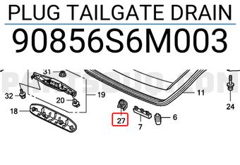 Honda 90856S6M003 PLUG TAILGATE DRAIN