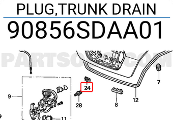 Honda 90856SDAA01 PLUG,TRUNK DRAIN