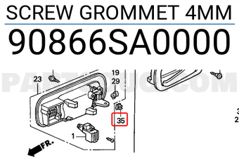 Honda 90866SA0000 SCREW GROMMET 4MM
