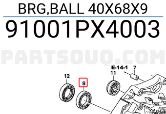 Honda 91001PX4003 BRG,BALL 40X68X9