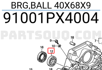 Honda 91001PX4004 BRG,BALL 40X68X9